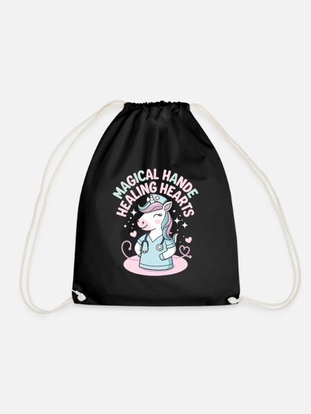 Magical Hands Healing Hearts Einhorn - Turnbeutel - Schwarz