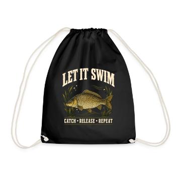 Karpfenangeln Catch and Release Shirt - Turnbeutel - Schwarz - Vorne