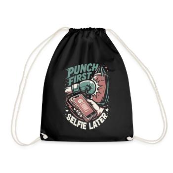 Punch First Selfie Later Gloves Boxing Gloves - Turnbeutel - Schwarz - Vorne