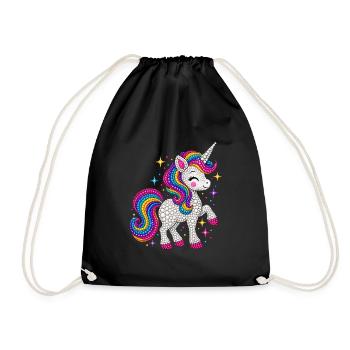 Unicorn Colorful Polka Dots  - Turnbeutel - Schwarz - Vorne