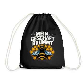Mein Geschäft Brummt Biene Honigwabe Imker - Turnbeutel - Schwarz - Vorne