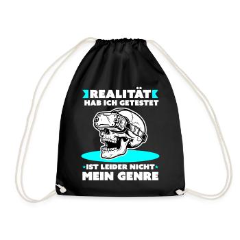 VR‑Schädel: Realität Nicht Mein Genre - Turnbeutel - Schwarz - Vorne