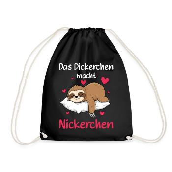 Das Dickerchen macht Nickerchen lustiger Faultier - Turnbeutel - Schwarz - Vorne