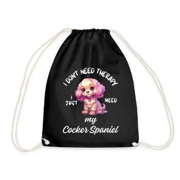 Pastel Cartoon Cocker Spaniel - Turnbeutel - Schwarz - Vorne