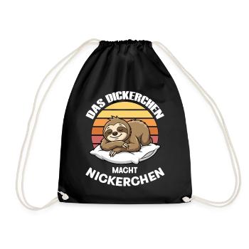 Das Dickerchen macht Nickerchen lustiger Faultier - Turnbeutel - Schwarz - Vorne