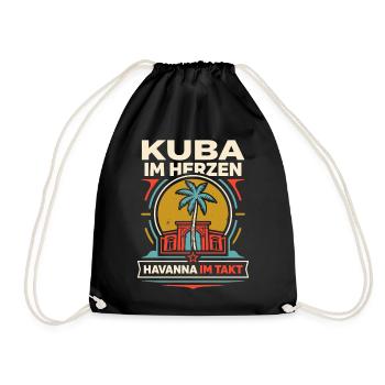 Kuba im Herzen Havanna im Takt - Turnbeutel - Schwarz - Vorne