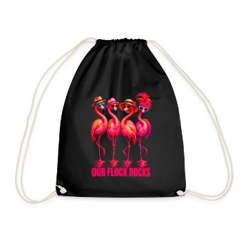 Our Flock Rocks Flamingo Summer Vacation - Turnbeutel - Schwarz - Vorne
