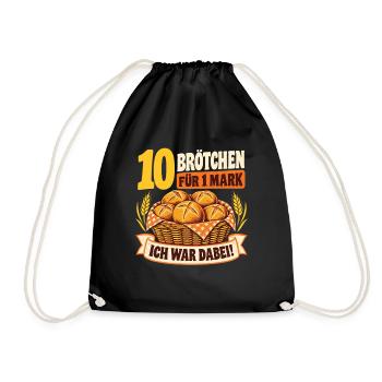 10 Brötchen für 1 Mark – Nostalgie Spruch - Turnbeutel - Schwarz - Vorne