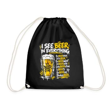 Ich sehe Bier in allem - Turnbeutel - Schwarz - Vorne