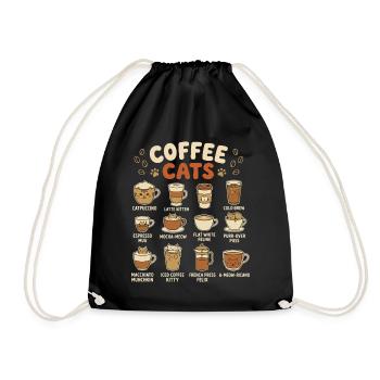 KaffeeKatzen Kollektion - Turnbeutel - Schwarz - Vorne