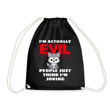 I'm Actually Evil Süßer Wolf Halloween Spruch - Turnbeutel - Schwarz - Vorne