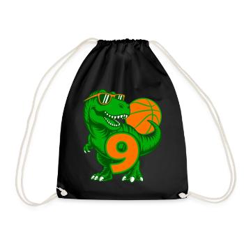 DINOSAURIER 9 JAHRE BASKETBALL 9. GEBURTSTAG - Turnbeutel - Schwarz - Vorne