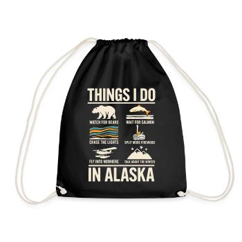 Dinge, die ich in Alaska tue: Bären beobachten - Turnbeutel - Schwarz - Vorne