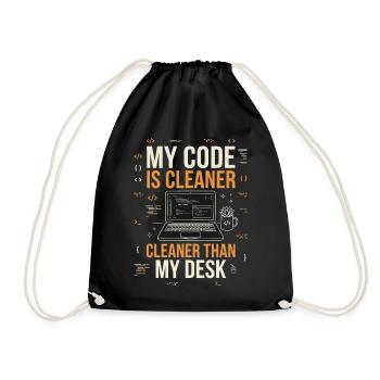 Mein Code ist sauberer als mein Schreibtisch - Turnbeutel - Schwarz - Vorne