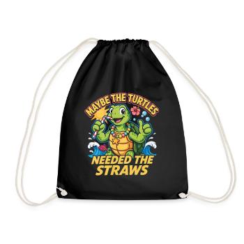 Vielleicht brauchten die Turtles die Straws Cute Turtle - Turnbeutel - Schwarz - Vorne