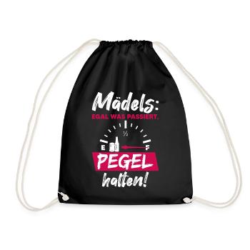 Mädels Bier Pegel Party Lustiger Spruch - Turnbeutel - Schwarz - Vorne