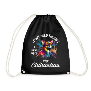 Bunter Regenbogenspritzer Chihuahua - Turnbeutel - Schwarz - Vorne
