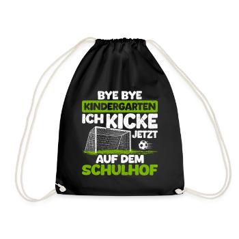 Kindergarten Schulhof Fußball Lustiger Spruch - Turnbeutel - Schwarz - Vorne