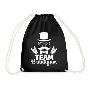 Team Bräutigam JGA Hochzeit Junggesellenabschied - Turnbeutel - Schwarz - Vorne