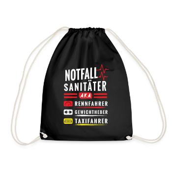 Notfallsanitäter aka Rennfahrer, Lustiges Motiv - Turnbeutel - Schwarz - Vorne
