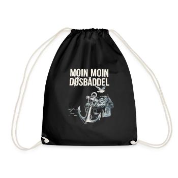  Moin Moin Dösbäddel Nordsee Spruch Anker Möwe - Turnbeutel - Schwarz - Vorne