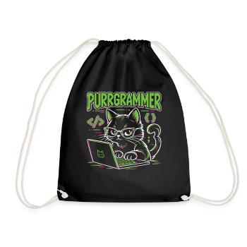 Purrgrammer – Programmierer Katze Coding Humor - Turnbeutel - Schwarz - Vorne