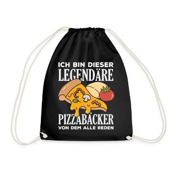 Legendärer Pizzabäcker Pizza Spruch - Turnbeutel - Schwarz - Vorne