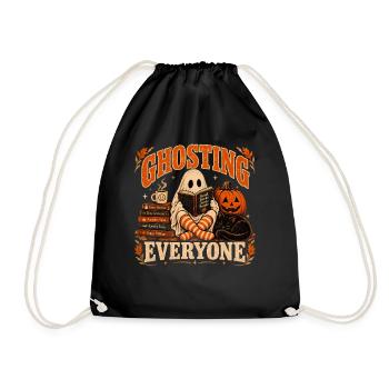  Ghosting Everyone Funny Book Lover Halloween  - Turnbeutel - Schwarz - Vorne
