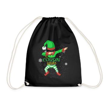 Cousin Squad Elf passendes Familien-Weihnachtsoutfit - Turnbeutel - Schwarz - Vorne
