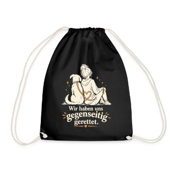 Adoptierter Hund Rescue Tierheimhund - Turnbeutel - Schwarz - Vorne