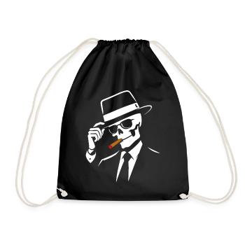 Noir-Skelett mit Fedora und Zigarre - Turnbeutel - Schwarz - Vorne