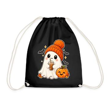 Cozy Ghost and Pumpkin Halloween - Turnbeutel - Schwarz - Vorne