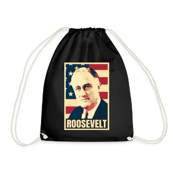 Geschichte des amerikanischen Präsidenten Franklin D. Roosevelt - Turnbeutel - Schwarz - Vorne