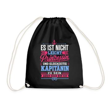 Lustiger Spruch Kapitänin - Turnbeutel - Schwarz - Vorne