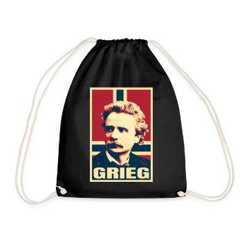 Edvard Grieg, norwegischer Komponist klassischer Musik - Turnbeutel - Schwarz - Vorne