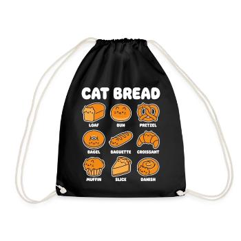 Cat Bread Katze Brot Backen Lustiges Motiv - Turnbeutel - Schwarz - Vorne