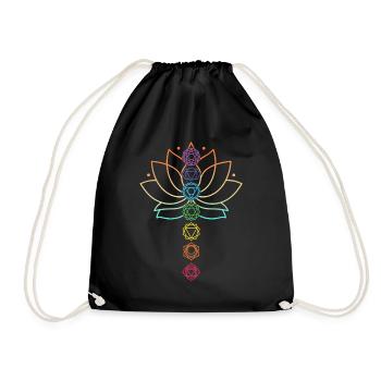 Lotusblume Sieben Chakren – Yoga Meditation Zen - Turnbeutel - Schwarz - Vorne