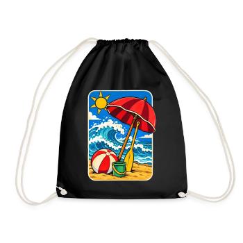 Retro Sunny Beach Day Illustration - Turnbeutel - Schwarz - Vorne