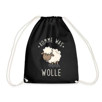 Komme was Wolle - Turnbeutel - Schwarz - Vorne