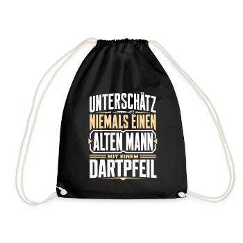 Alter Mann mit Dartpfeil - Turnbeutel - Schwarz - Vorne