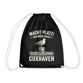 Macht Platz Ich Muss Nach Cuxhaven Möwe - Turnbeutel - Schwarz - Vorne