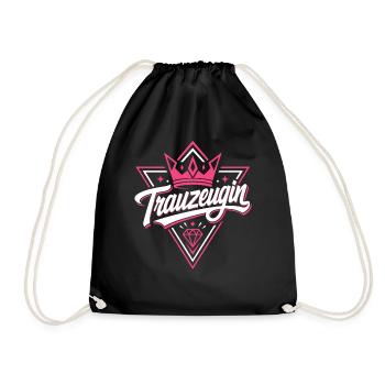 Trauzeugin Krone Hochzeit Braut - Turnbeutel - Schwarz - Vorne