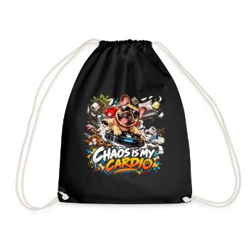 Chaos ist mein Cardio Bulldog - Turnbeutel - Schwarz - Vorne