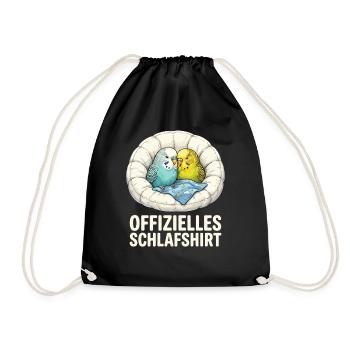 Papageienkuschel Schlafshirt - Turnbeutel - Schwarz - Vorne