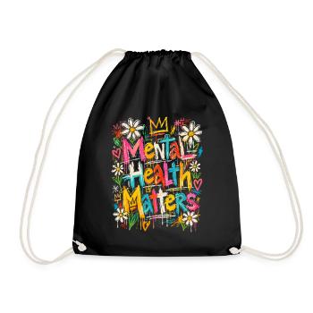 Mental Health Matters Graffiti Flowers - Turnbeutel - Schwarz - Vorne