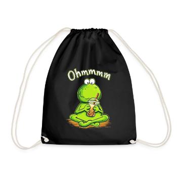 Bubble Tea Frosch Ohmmmm Boba Humor - Turnbeutel - Schwarz - Vorne