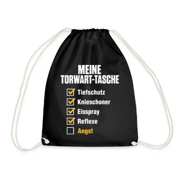 Handball Torwart Tasche – Reflexe ja, Angst nein - Turnbeutel - Schwarz - Vorne
