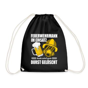 Feuerwehrmann im Einsatz Durst gelöscht Bier - Turnbeutel - Schwarz - Vorne