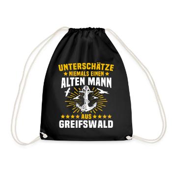 Greifswald Unterschätze Greifswalder Mann - Turnbeutel - Schwarz - Vorne