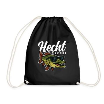 Hecht mit Sonnenbrille - Turnbeutel - Schwarz - Vorne